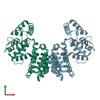 PDB entry 1ycn coloured by chain, front view.