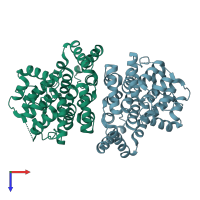 PDB entry 1ycn coloured by chain, top view.