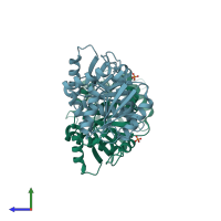 PDB entry 1yco coloured by chain, side view.