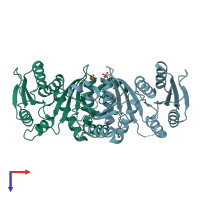 PDB entry 1yco coloured by chain, top view.