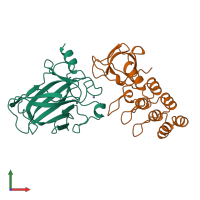 PDB entry 1ycs coloured by chain, front view.