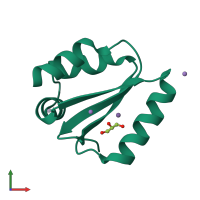 PDB entry 1yd0 coloured by chain, front view.