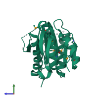 PDB entry 1yd7 coloured by chain, side view.