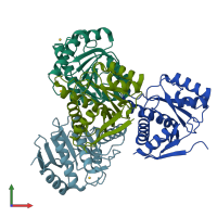 PDB entry 1yd9 coloured by chain, front view.