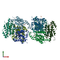 PDB entry 1ydg coloured by chain, front view.