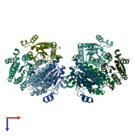 PDB entry 1ydg coloured by chain, top view.