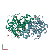 PDB entry 1ydh coloured by chain, front view.