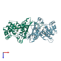 PDB entry 1ydw coloured by chain, top view.