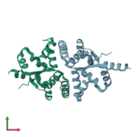 PDB entry 1ye5 coloured by chain, front view.