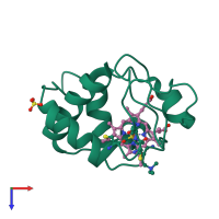 PDB entry 1yea coloured by chain, top view.