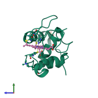 PDB entry 1yeb coloured by chain, side view.