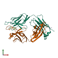 PDB entry 1yec coloured by chain, front view.