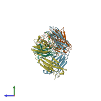 PDB entry 1yed coloured by chain, side view.