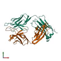 PDB entry 1yeh coloured by chain, front view.