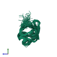PDB entry 1yel coloured by chain, ensemble of 20 models, side view.