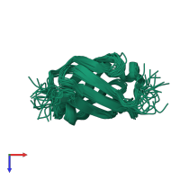 PDB entry 1yel coloured by chain, ensemble of 20 models, top view.