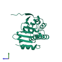 PDB entry 1yes coloured by chain, side view.