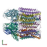 PDB entry 1yew coloured by chain, front view.