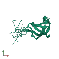 PDB entry 1yez coloured by chain, ensemble of 10 models, front view.