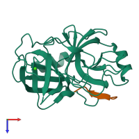 PDB entry 1yf4 coloured by chain, top view.