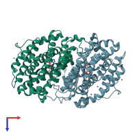 PDB entry 1yfd coloured by chain, top view.