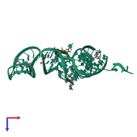 PDB entry 1yfg coloured by chain, top view.