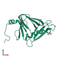 PDB entry 1yfu coloured by chain, front view.