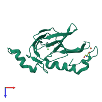 PDB entry 1yfu coloured by chain, top view.
