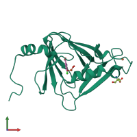 PDB entry 1yfw coloured by chain, front view.