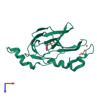 PDB entry 1yfw coloured by chain, top view.