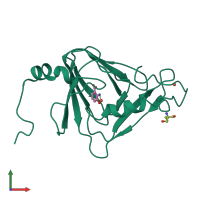 PDB entry 1yfy coloured by chain, front view.