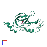 PDB entry 1yfy coloured by chain, top view.