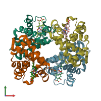 PDB entry 1yg5 coloured by chain, front view.