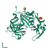 PDB entry 1yg9 coloured by chain, front view.
