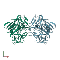 PDB entry 1yga coloured by chain, front view.