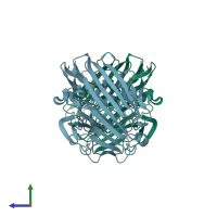 PDB entry 1yga coloured by chain, side view.