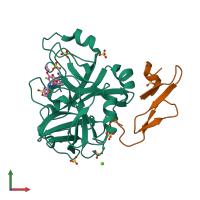 PDB entry 1ygc coloured by chain, front view.