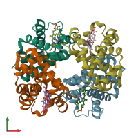 PDB entry 1ygd coloured by chain, front view.