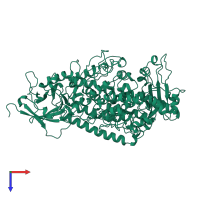 PDB entry 1yge coloured by chain, top view.