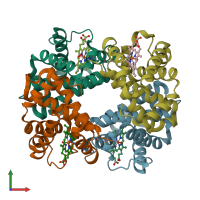 PDB entry 1ygf coloured by chain, front view.