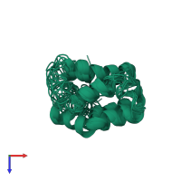 PDB entry 1ygm coloured by chain, ensemble of 10 models, top view.