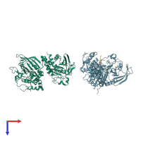 PDB entry 1ygr coloured by chain, top view.