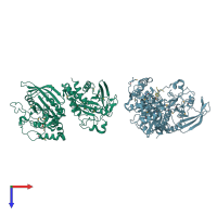 PDB entry 1ygu coloured by chain, top view.