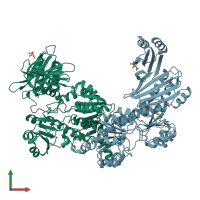 PDB entry 1ygy coloured by chain, front view.