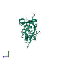 PDB entry 1yh2 coloured by chain, side view.