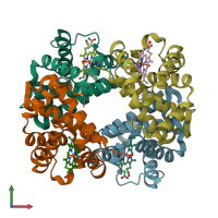 PDB entry 1yhe coloured by chain, front view.