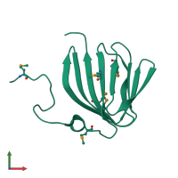 PDB entry 1yhf coloured by chain, front view.