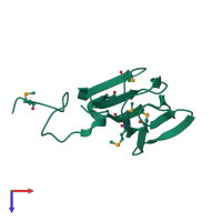 PDB entry 1yhf coloured by chain, top view.