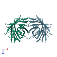 PDB entry 1yhg coloured by chain, top view.