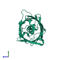 PDB entry 1yhh coloured by chain, side view.